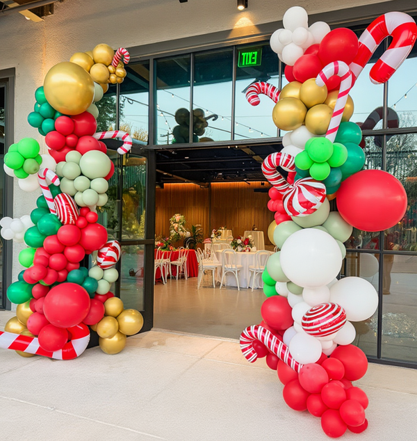 festive christmas balloon decor candy cane party
