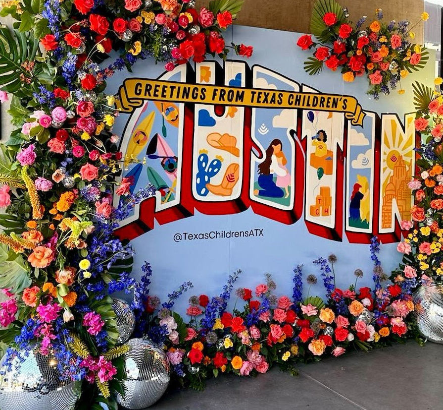custom floral wall brand activation Austin TX Texas Childrens Hospital Posey Floral .jpeg