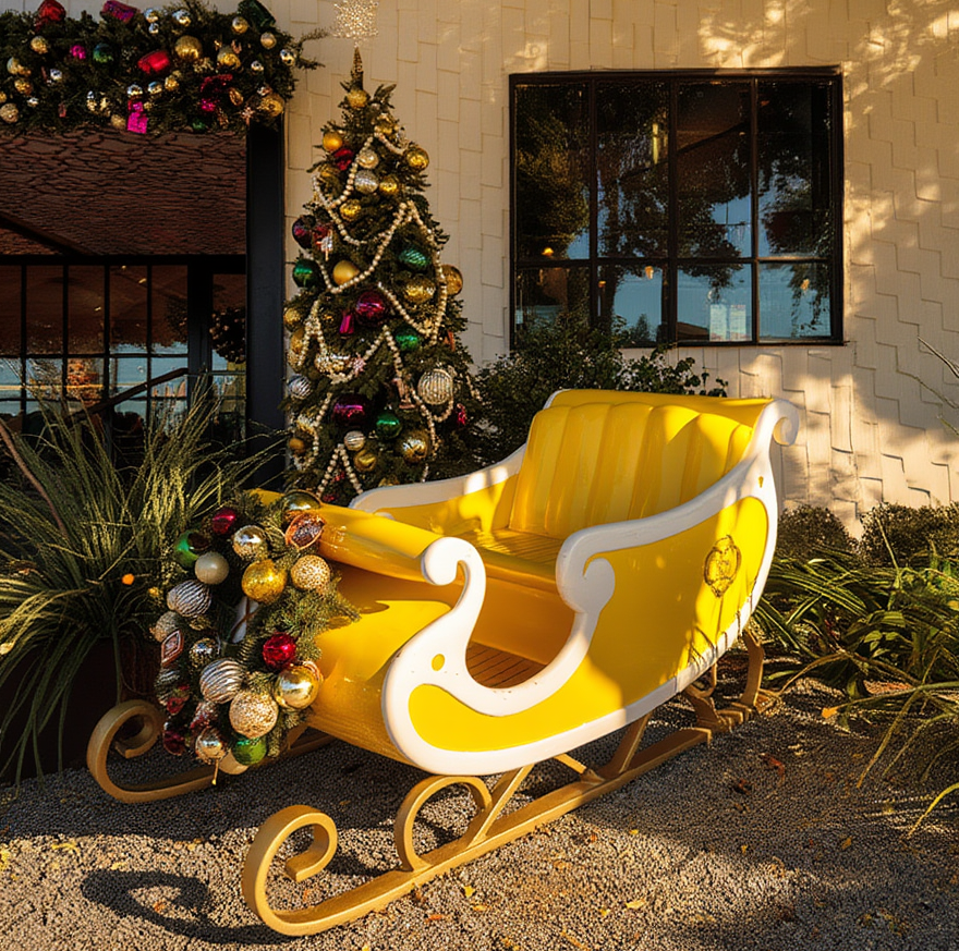 exterior retail christmas tree ornaments garland sleigh