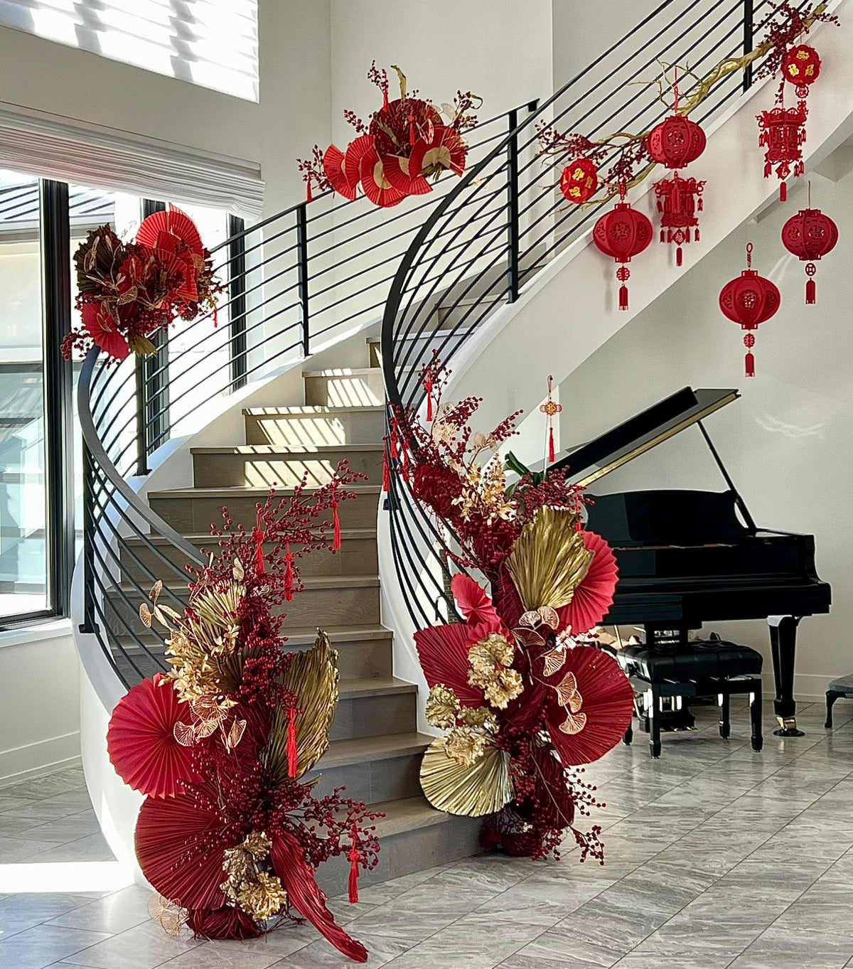 decorated stair case chinese new year