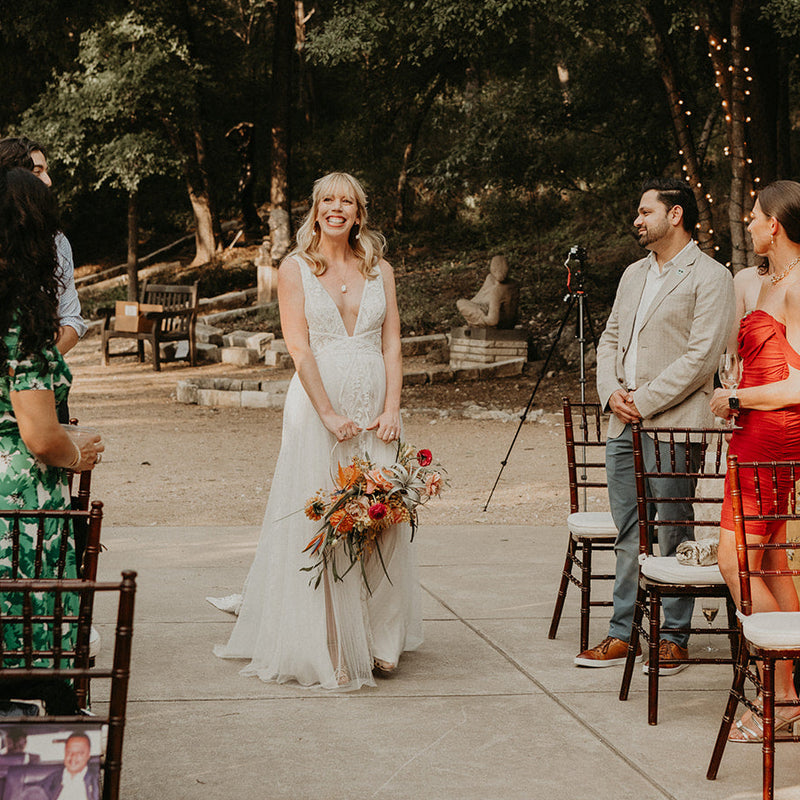 wedding purse bouquet at umlauf sculpture garden